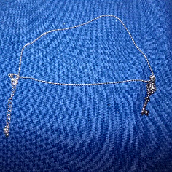 Vintage Skeleton Key to My Heart Happiness Austrian Crystal Pendant Necklace - Picture 2 of 7